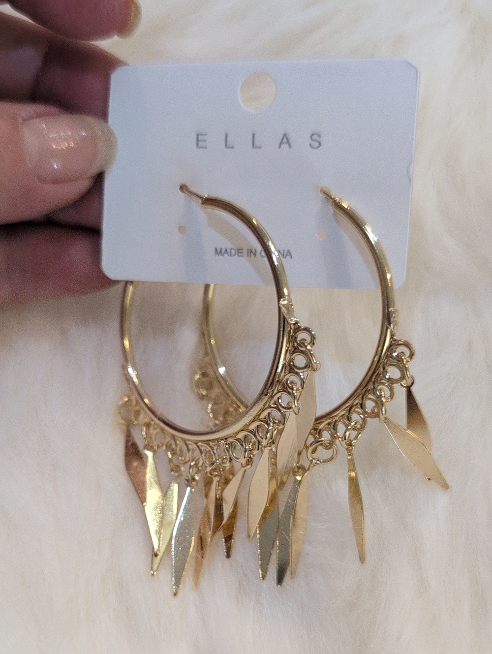 Ella Gold Pierced Fringe Hoop Earrings